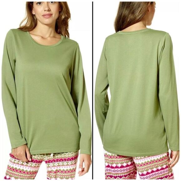 HUE - NWT - L Sz Lg Women’s Crewneck Long Sleeve Pajama Top or Top w/Jeans - Picture 2 of 15